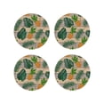 thumbnail image 1 of Fuzoiu Pineapples Palm Leaves Print Leather Coasters Set,Drink Coasters Set of 4,for Tabletop Protection, Durable PVC Coasters,Home Décor and Housewarming Gift-Round Shape, 1 of 6