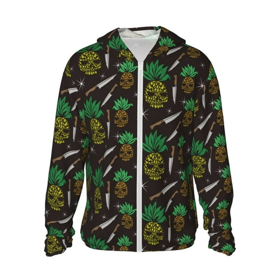 Fuzoiu Pineapples Print Unisex Sun Protection Hoodie,UPF 50+ Light Jacket,Full Zip Sun Protection Hoodie,Long Sleeve Sun Shirts,for Outdoor Activities-XX-Large