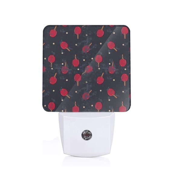 Fuzoiu Ping Pong Print Dusk to Dawn LED Night Light with Light Sensor, Energy-Efficient Touch-Safe Night Lamp for Home, Office, and Kids' Rooms-US