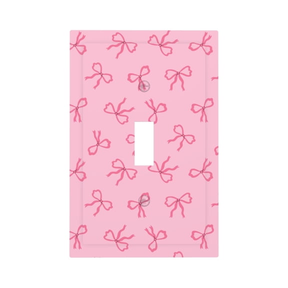 Fuzoiu Pink Bows Print Single Duplex Outlet Cover Plate, Light Switch Cover, for Receptacle Light Switch, Switch Cover Decorative Wallplate-Style T