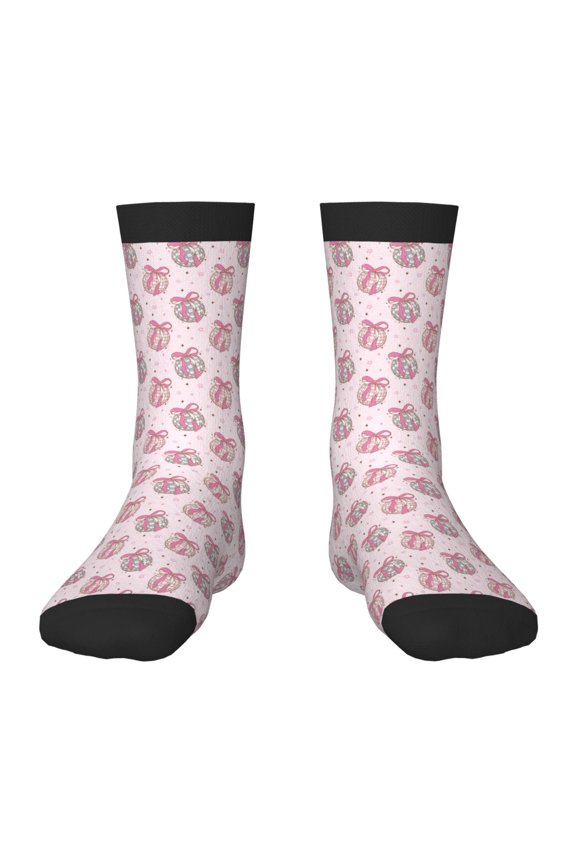 Pink Disco Ball Print Kids Socks For Boys Girls,Grip Crew Socks with Non Slip,Lightweight Stretch Crew Socks,Toddlers Crew Boot Socks