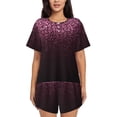 thumbnail image 1 of Fuzoiu Pink Glitter Sparkles A Print Women's Short-Sleeved Pajama Set,Lounge Sleepwear Set,Womens Pajama Sets 2 Piece,Button-Up Top and Shorts with Pockets-Large, 1 of 7