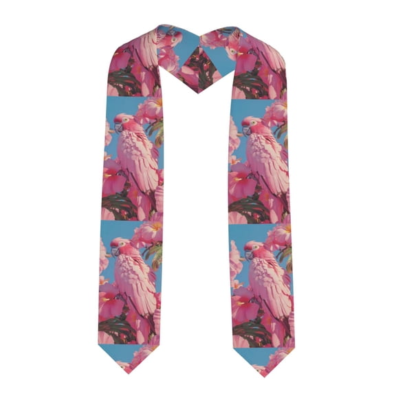 Fuzoiu Pink Parrot Tropical Blossoms Print Graduation Sash,Graduation Stole,Unisex Adult Graduation Stole Shawl 91" Long,for Academic Commencements Shawl-Sharp Corner