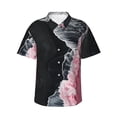 thumbnail image 1 of Fuzoiu Pink White Ocean Waves Print Hawaiian Shirt for Men, Summer Beach Casual Short Sleeve Button Down Shirts, Men’s Beach Summer Shirts with Pocket,, 1 of 7