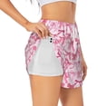thumbnail image 1 of Fuzoiu Pink bows Print Women's Athletic Shorts, Double-Layer Running Shorts with Pocket,Women's Workout Shorts for Yoga, Gym, and Workouts-X-Large, 1 of 7