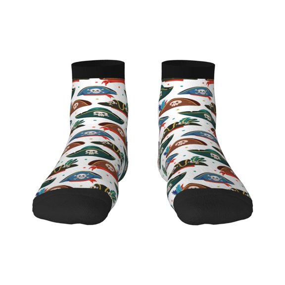 Fuzoiu Pirate Hats Print Adult Socks, Crew Moisture-wicking Socks, Unisex Cushion Crew Socks,Casual Sports Ankle Socks