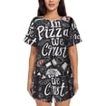thumbnail image 1 of Fuzoiu In Pizza We Crust Art Print Women's Short-Sleeved Pajama Set,Lounge Sleepwear Set,Womens Pajama Sets 2 Piece,Button-Up Top and Shorts with Pockets-3X-Large, 1 of 7