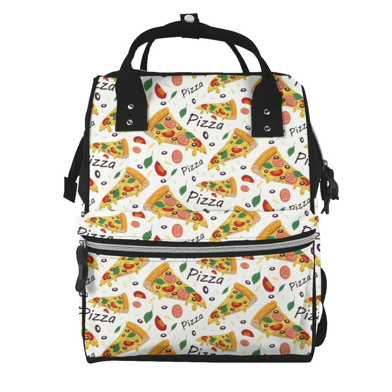 Fuzoiu Pizza Slices Print Diaper Bag Backpack,Baby Essentials Travel Tote,Multi function Waterproof Diaper Bag, Travel Essentials Baby Bag - Unisex