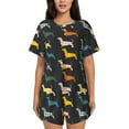 thumbnail image 1 of Fuzoiu Plaid Dachshund Print Women's Short-Sleeved Pajama Set,Lounge Sleepwear Set,Womens Pajama Sets 2 Piece,Button-Up Top and Shorts with Pockets-Medium, 1 of 7