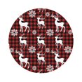 thumbnail image 1 of Fuzoiu Plaid Reindeer Snowflakes Print Leather Coasters Set,Drink Coasters Set of 6,for Tabletop Protection, Durable PVC Coasters,Home Décor and Housewarming Gift,Round Shape, 1 of 7