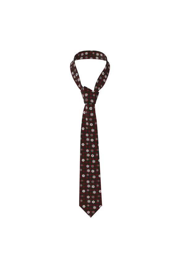 Plaid Snowflakes Festive Print Men's Necktie,Business Necktie,Mens Ties for Business Wedding Graduation