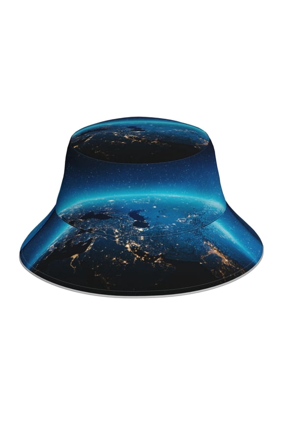 Planet Earth Print Reflective Bucket Hat,Outdoor Hat for Men and Women,Bucket Hat for Travel Fishing Hunting Summer Camp