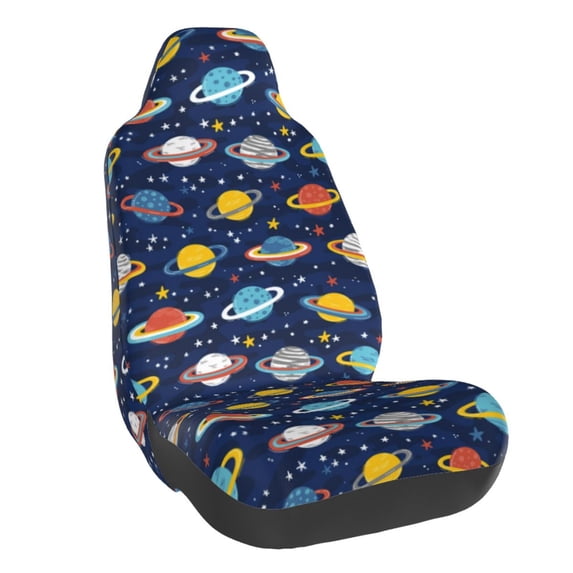 Fuzoiu Planets And Stars Print Elastic Car Seat Covers, Seat Cover Protector,Universal Fit Interior Covers for Most Cars,Washable Seat Cover Non Slip for SUV,Sedan,Van