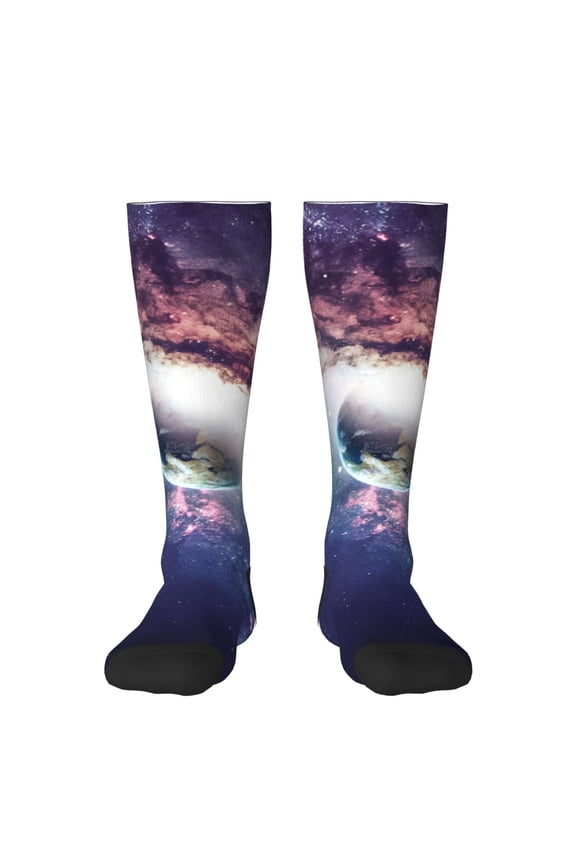 Planets Stars And Galaxies Print Adult Stockings,Crew Socks,Unisex Fashion Socks, Casual Sports Socks,Comfortable Crew Socks for Everyday Wear and Sports
