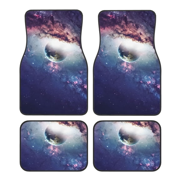Fuzoiu Planets Stars And Galaxies Print Carpet Floor Mats for Car,Car Foot Mat Set,Universal Fit 4 Piece Mat Pad Set,Fits Most Cars Trucks Vans Sedans SUV Auto Carpet Mat Se