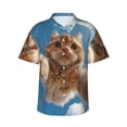 thumbnail image 1 of Fuzoiu Playful Cat Fisheye View Print Hawaiian Shirt for Men, Summer Beach Casual Short Sleeve Button Down Shirts, Men’s Beach Summer Shirts with Pocket,3X-Large, 1 of 7