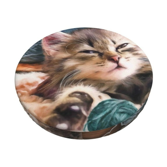 Fuzoiu Playful Cat Print Bar Stool Cushions, Super Breathable Round Bar Stool Covers,Seat Cushion Round- One Cushion Only-13 inch