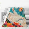 thumbnail image 1 of Fuzoiu Playful Floral Cat Print Ultra-Soft Micro Fleece Blanket,All Seasons Flannel Throw, Lightweight Blanket for Bed, Sofa, Couch, Movie Night, Camping, and Travel-40"x30", 1 of 7