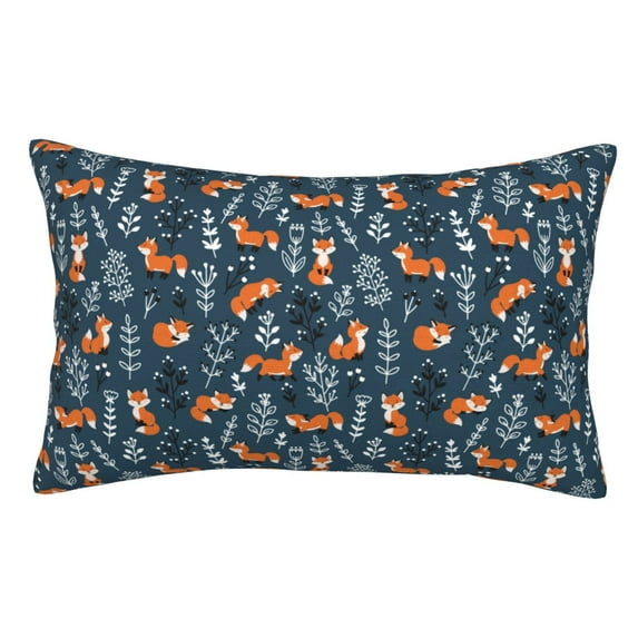 Fuzoiu Playful Foxes Forest Blues Print Pillow Case with Hidden Zipper,Pillow Covers,Soft and Comfortable Pillowcase-16"x24"