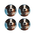 thumbnail image 1 of Fuzoiu Playful Smile Cute Dog Print Leather Coasters Set,Drink Coasters Set of 4,for Tabletop Protection, Durable PVC Coasters,Home Décor and Housewarming Gift-Round Shape, 1 of 6