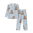 thumbnail image 1 of Fuzoiu Playful Walrus Wonders Print Men's Long-Sleeved Pajama,Lounge Button Down Nightwear,Mens Notch Collar Pajama Set -Small, 1 of 7