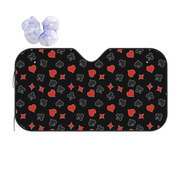 Fuzoiu Poker Creative Symbols Print Car Windshield Sun Shade,Block Uv Rays Sunshade,Foldable Front Window Sun Visor Protector for Car,SUV,Truck-Keep Vehicle Cool-Poker Creative Symbols