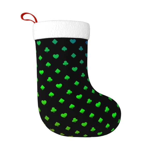 Fuzoiu Poker Shapes Print Christmas Stockings, Party Supplies & Kids Gifts,Big Xmas Stockings Decoration for Family Decorations Hanging Ornament for Xmas Holiday Party