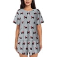 thumbnail image 1 of Fuzoiu Polka Dot Christmas Dog Print Women's Short-Sleeved Pajama Set,Lounge Sleepwear Set,Womens Pajama Sets 2 Piece,Button-Up Top and Shorts with Pockets-4X-Large, 1 of 7