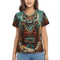 thumbnail image 1 of Fuzoiu Pond Meditating Tiger Print Women's Classic V-Neck T-Shirt, Short Sleeve V Neck Tees for Casual Everyday Wear,Casual Fit Tee,Summer Fashion Tops-Medium, 1 of 5