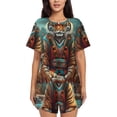 thumbnail image 1 of Fuzoiu Pond Meditating Tiger Print Women's Short-Sleeved Pajama Set,Lounge Sleepwear Set,Womens Pajama Sets 2 Piece,Button-Up Top and Shorts with Pockets-X-Large, 1 of 7