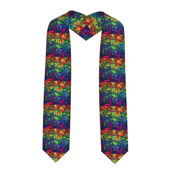 Fuzoiu Pride Rainbow Print Graduation Sash,Graduation Stole,Unisex Adult Graduation Stole Shawl 91" Long,for Academic Commencements Shawl-Sharp Corner