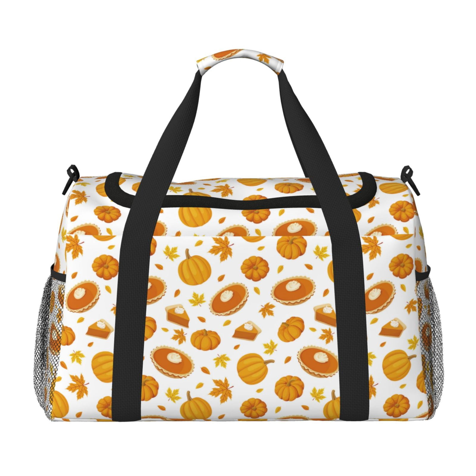 Fuzoiu Pumpkin Maple Leaves Print Travel Duffle Bag,Carry On Tote Bags,Duffel Bag,Sport Gym Bag, Hospital Bag for Labor and Delivery, Overnight Bag,Luggage Bag