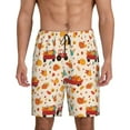 thumbnail image 1 of Fuzoiu Pumpkins On Red Car And Tractor Print Pajama Shorts for Men, Men's Pajama Bottoms,Mens Lounge Sleepwear,Pajama Pants with Pocket-XX-Large, 1 of 6
