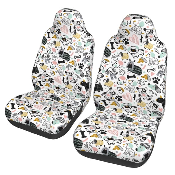 Fuzoiu Puppy Print Seat Covers Set, Car Seat Covers Front Seats, Car Seat Protector, Car Seat Cushion, Seat Covers Carseat Cover Universal Fit for Most Cars