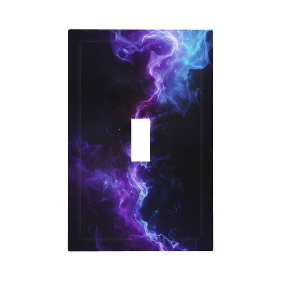Fuzoiu Purple And Blue Nebula Print Single Duplex Outlet Cover Plate, Light Switch Cover, for Receptacle Light Switch, Switch Cover Decorative Wallplate-Style T