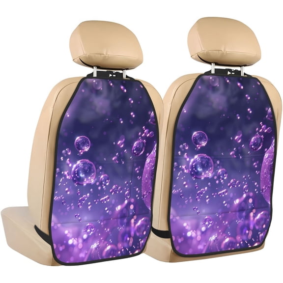 Fuzoiu Purple Bubble Abstract Art Print 2 Pack Kick Mat Back Seat Protector With 3 Storage Pockets, Universal Car Seat Back Organizer For Kids Pets, Waterproof Backseat Protector For Most Car