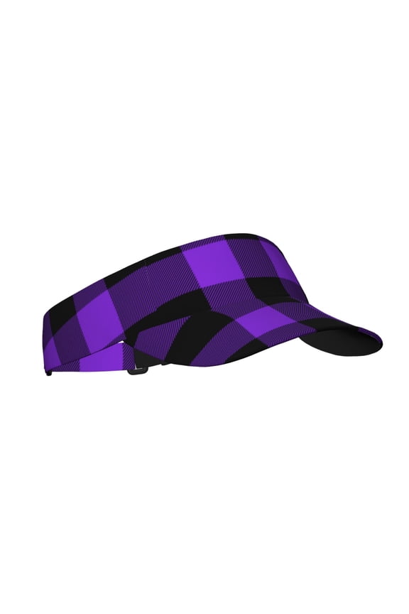 Purple Buffalo Plaid Print Adult Sunscreen Visor Cap,Adjustable Summer Cap for Men Women,Unisex Running Outdoor Beach Hat