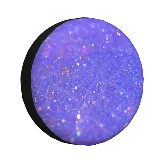 Fuzoiu Purple Glitter Print Universal Spare Tire Cover with Buckle Strap, Waterproof Wheel Covers for Jeep, Trailer, RV, Truck and All Car-17 inch