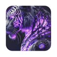 thumbnail image 1 of Fuzoiu Purple Pattern White Tiger Print Leather Coasters Set,Drink Coasters Set of 6,for Tabletop Protection, Durable PVC Coasters,Home Décor and Housewarming Gift,Square, 1 of 7