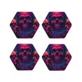 thumbnail image 1 of Fuzoiu Purple-Red Skull Print Leather Coasters Set,Drink Coasters Set of 4,for Tabletop Protection, Durable PVC Coasters,Home Décor and Housewarming Gift-Hexagon, 1 of 6