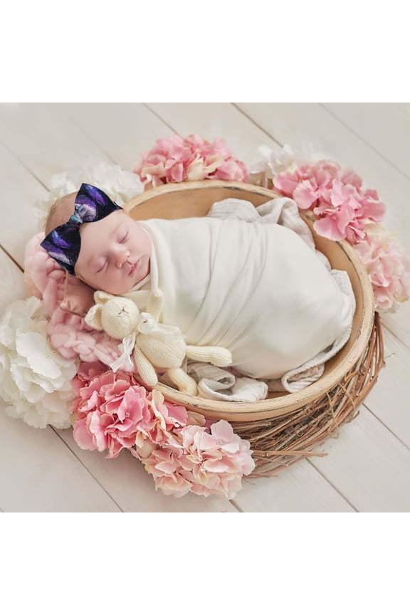 Purple Sky Wolf Print Baby Bow Headband for Newborns, Baby Girl Head Wrap,Baby Shower Gift,Stretchy Hair Accessories for Newborn Infant Toddlers Kids