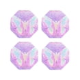 thumbnail image 1 of Fuzoiu Purple Sparkling Butterfly Print Leather Coasters Set,Drink Coasters Set of 4,for Tabletop Protection, Durable PVC Coasters,Home Décor and Housewarming Gift-Octagon, 1 of 6