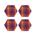 thumbnail image 1 of Fuzoiu Purple Yellow Buffalo Plaid Print Leather Coasters Set,Drink Coasters Set of 4,for Tabletop Protection, Durable PVC Coasters,Home Décor and Housewarming Gift-Hexagon, 1 of 6