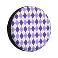 thumbnail image 1 of Fuzoiu Purple argyle Print Universal Spare Tire Cover with Buckle Strap, Waterproof Wheel Covers for Jeep, Trailer, RV, Truck and All Car-14 inch, 1 of 6