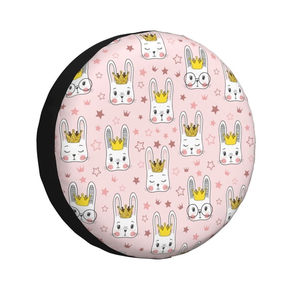Fuzoiu Queen For Rabbit Print Universal Spare Tire Cover with Buckle Strap, Waterproof Wheel Covers for Jeep, Trailer, RV, Truck and All Car-15 inch