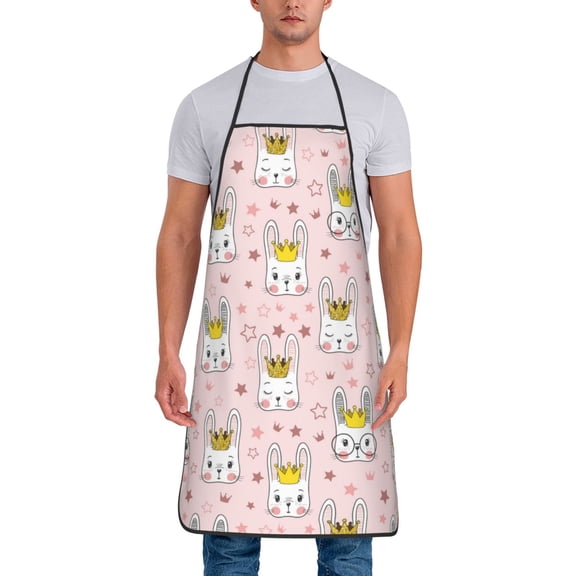 Fuzoiu Queen For Rabbit Print Waterproof Apron, Kitchen Apron for Women Men Chef, Apron for Christmas Dinner Party Cooking Baking Crafting House Cleaning Kitchen