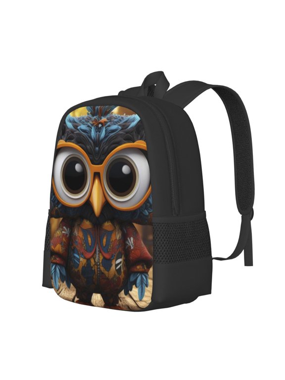 Quirky Owl With Glasses Print Large Capacity Backpack,Travel Backpack,Laptop Bag,College School Rucksack Bag,for School, Travel & Outdoor Activities