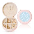 thumbnail image 1 of Fuzoiu Rabbit And Bird Print Portable Jewelry Box,Round Mini Leather Travel Jewelry Case,Small Travel Jewelry Organizer,Jewelry Holder for Ring Necklace Earring for Women Girls-Pink, 1 of 7