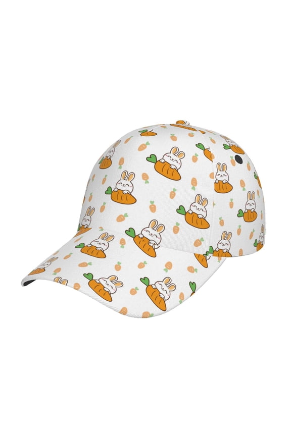 Rabbit And Carrot Print Adjustable Baseball Cap for Men and Women, Unisex Sports Hat, Sun Protection Hat for Running Workouts and Outdoor Activities All Seasons