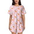 thumbnail image 1 of Fuzoiu Rabbit And Carrot Print Women's Short-Sleeved Pajama Set,Lounge Sleepwear Set,Womens Pajama Sets 2 Piece,Button-Up Top and Shorts with Pockets-3X-Large, 1 of 7